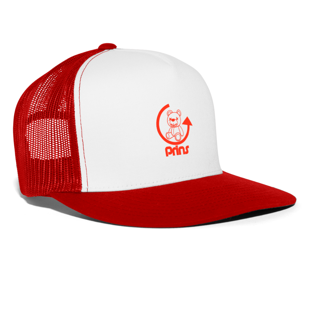 Gorra de camionero - blanco/rojo