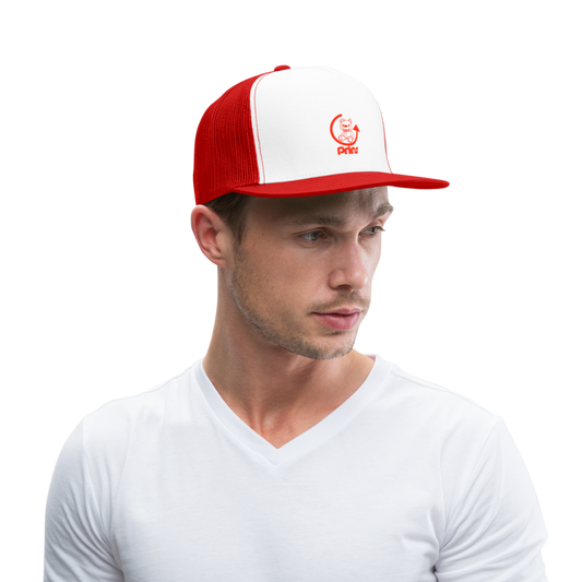 Gorra de camionero - blanco/rojo